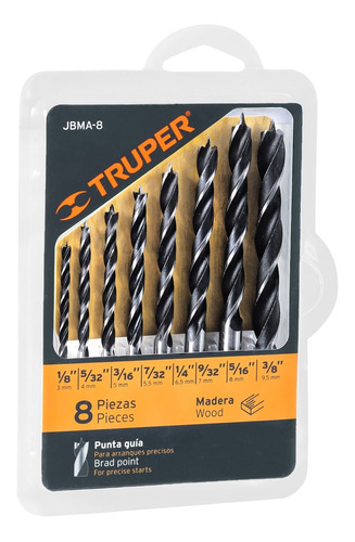 Juego De 8 Brocas Profesionales Para Madera 1/8'' A 3/8''