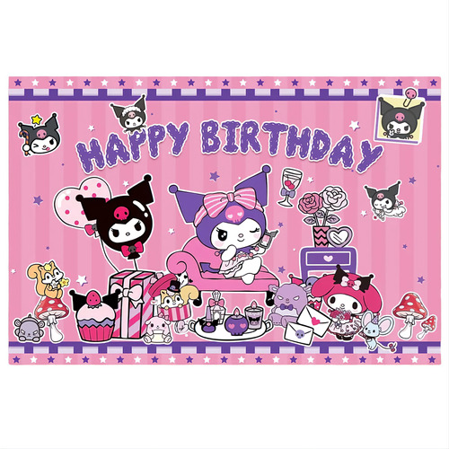 Art.fiesta Banner Cartel Hello Kitty Kuromi Decoración Fondo