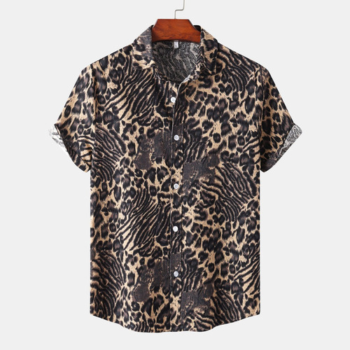 Camisa Manga Corta Estampado Leopard Hawaii Beach Comics T