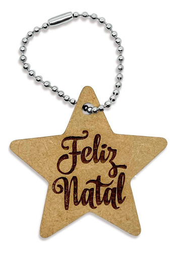 50 Chaveiros Estrela Feliz Natal Lembrancinha Com Corrente