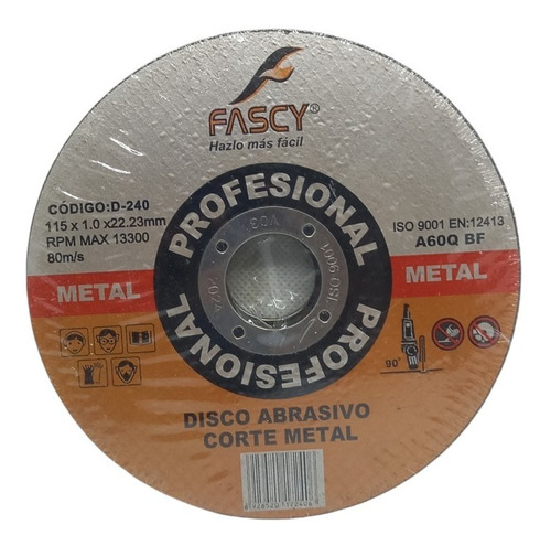 Pack 10 Discos Abrasivos Corte De Metal 115x1x22mm