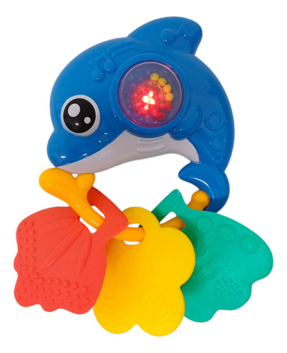 Sonajero Divertidos Animales Con Luces Y Sonidos Color Azul Diseño Delfín