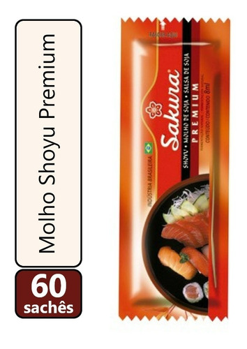 Molho Shoyu Premium Sem Glúten Sachê 8ml 60un Sakura