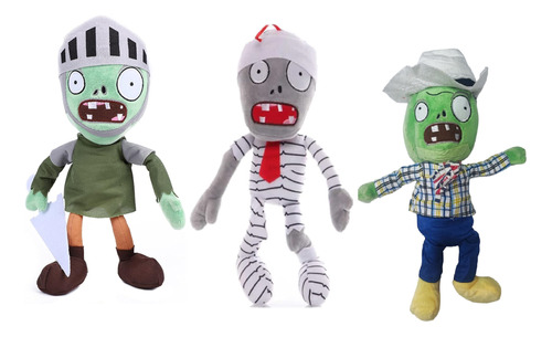 Plantas Vs Zombies Peluches Pack 3 - Medieval  Momia Vaquero