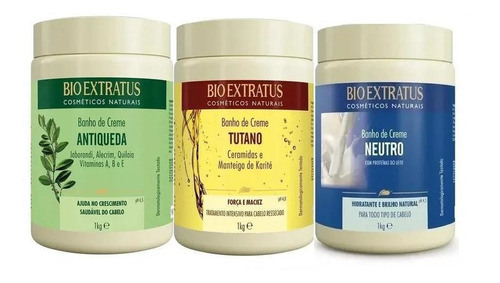 Kit Máscaras Jaborandi + Tutano + Neutro 1kg Bio Extratus