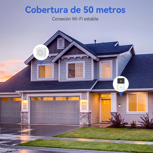 Timbre Inteligente Inalámbrico Tensky M306WTE Con Cámara 1 Transmiso 1 Rec Blanco Visión Nocturna Por Infrarrojos Videollamadas Interactivas En Tiempo Real color blanco