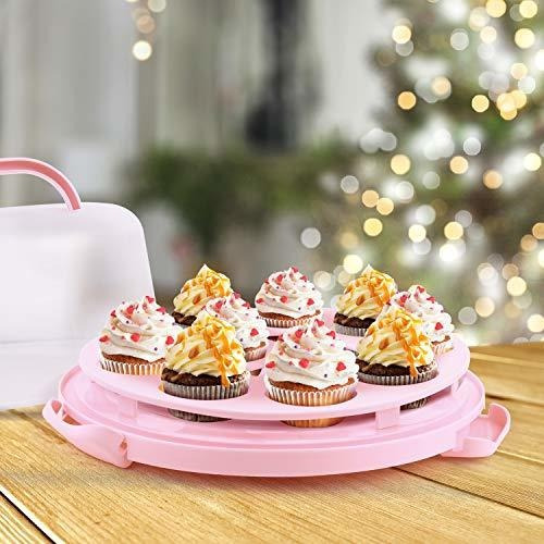 Porta Pasteles Ohuhuhu Recipiente Cupcakes Portatil Con Tapa