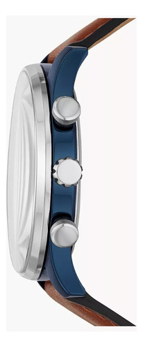 Reloj Fossil Azul Bq2512 Original 44 Mm Color de la correa Piel