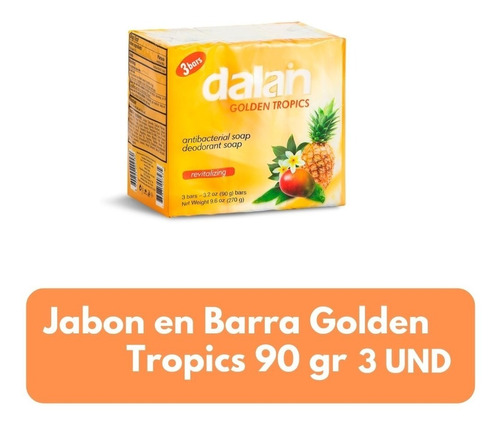 Imagen 1 de 2 de Dalan Jabón Barra Golden Tropics  3-pack 90gr 24 Paqxbulto