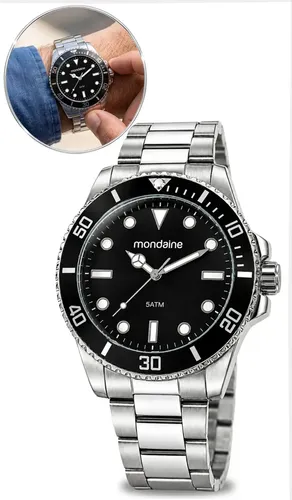 Relógio Prata Masculino Mondiane 32549g0mvne1 Cor da correia Prateado Cor do fundo Preto