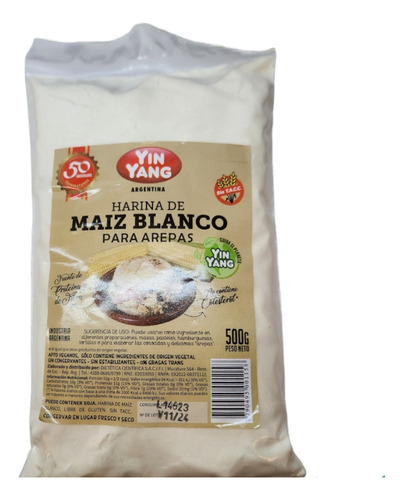 Yin Yan Harina De Maiz Blanco Para Arepas Sin Tacc X 500gr