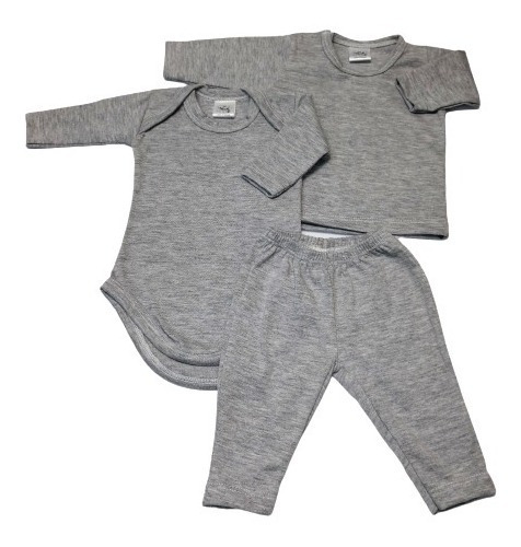 Conjunto Para Bebe Rn: Body + Remera Manga Larga + Pantalón