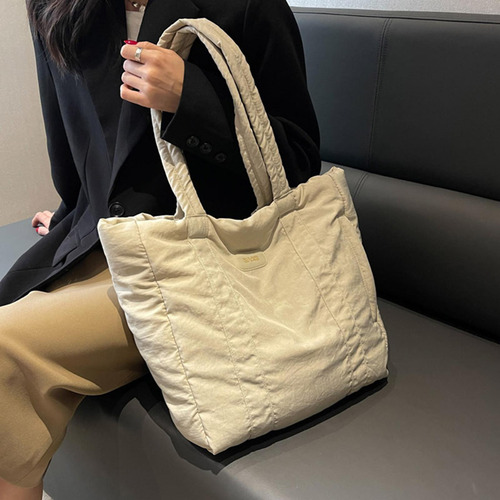 Puffer Tote Bag Bolso Elegante Para Mujer Para Ir De Beige