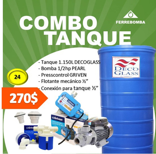 Combo Tanque 1150lt Deco Glass, Accesorios,bomba 1/2hp Pearl
