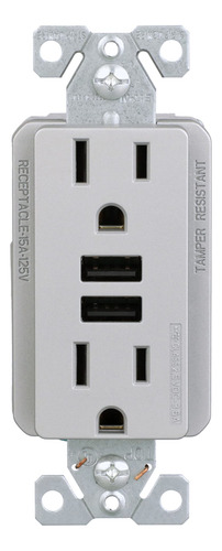 Cargador Usb Tipo A De 3.6a Con Receptaculo Duplex Tr 15a/12