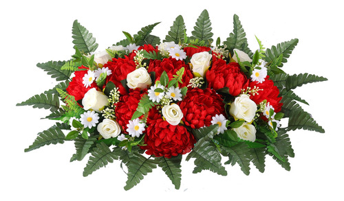 Hananona Silla De Cementerio, Lapida Roja, Flores De Cemente
