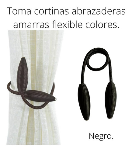 Toma Cortinas Abrazadera Amarras Adaptable Flexible Colores