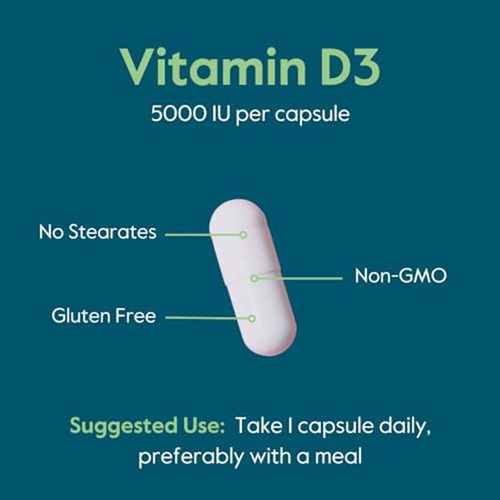 Bestvite Vitamina D3 5000 Ui 365 Cápsulas Sin Gluten Sin Omg