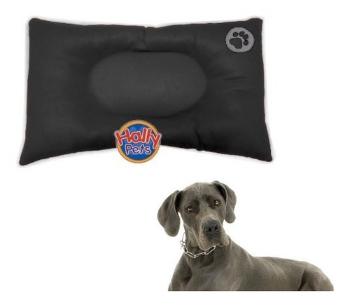 Colchón Premium Gigante Huella Bordada Para Mascota Color Negro