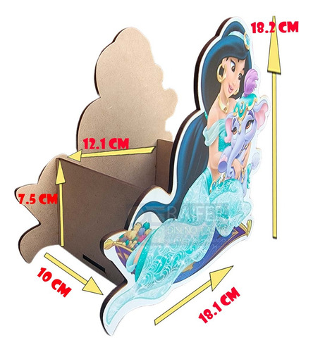 Dulcero Centro De Mesa Princesa Jazmín Aladdín 12 Pza 2caras