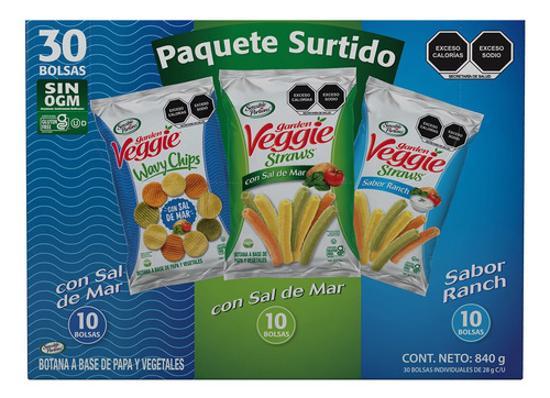 Garden Veggie Papas Surtidas 30 Pzas De 28 G