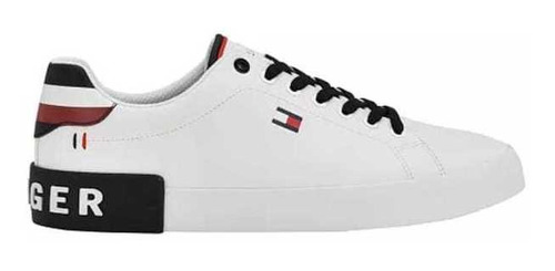 Tenis Tommy Rezz Blanco Con Talón Y Agujetas En Color Negro