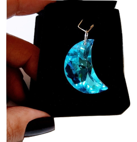 Imagem 1 de 5 de Pingente Lua 3,0 Cm Cristal Swarovski Em Prata 925