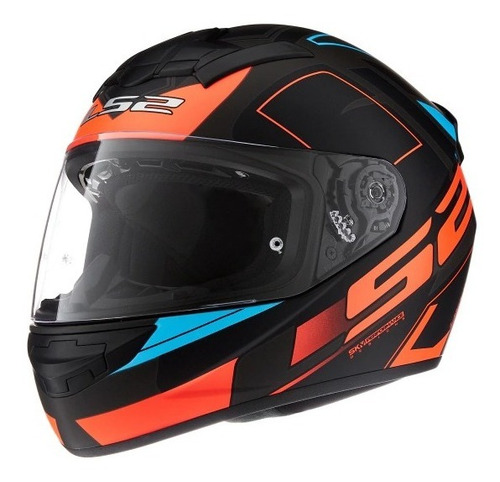 Casco Ls2 352 Rookie Cypress Negro Naranja Mate. Rp Motos