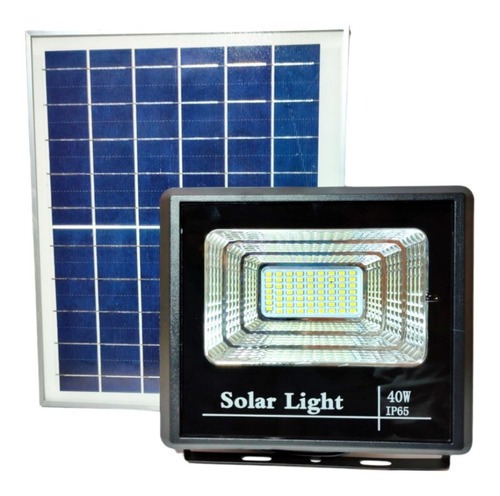 Reflector Solar Led 40w C/ Batería Y Control Remoto Exterior Color de la carcasa Negro