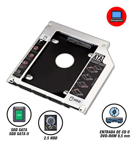 Caddy Adptador Disco Duro Laptop Segundo Sdd Hdd