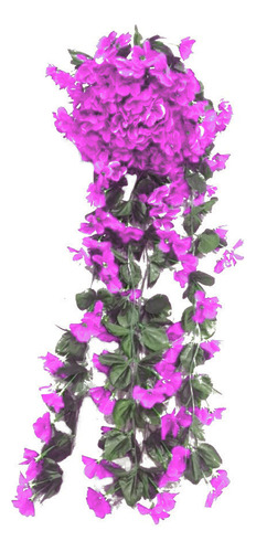 Cesta De Glicina Artificial Para Pared Con Flores Violetas C