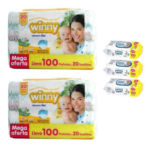 Winny Et 2 X 200 Unid + 300 Pañitos - Unidad a $97