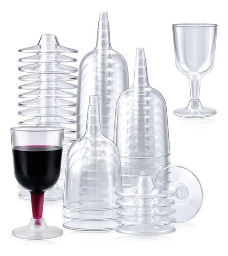 50 Copas De Vino De Plástico Transparente Reciclables, Desec