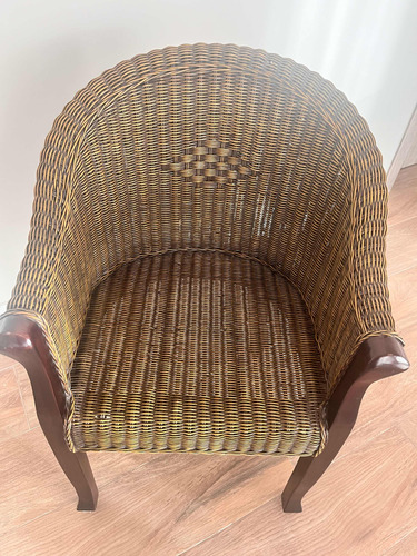 Sillón Rattan Natural Y Madera