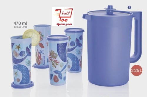 Tupperware Set De Practijarra Grande Con 4 Vasos Maravilla