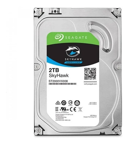 Hd Seagate Skyhawk Surveillance 2tb Sata Iii 64mb 5900rpm Cor Prateado