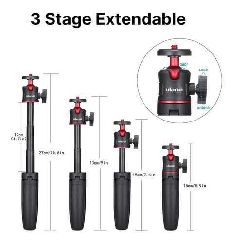 Imagen 4 de 7 de Kit Filmación Trípode + Adaptador Celular + Led Ulanzi Vl49