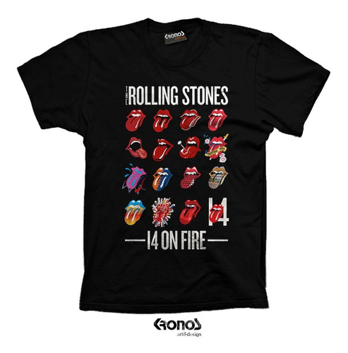 Remera Rolling Stones Retro Vintage Tour Algodón 14 On Fire