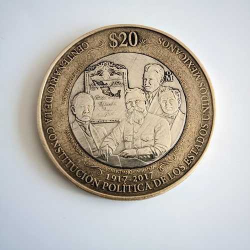 Moneda 20 Pesos,conmemorativa A La Constitucion De 1917-2017