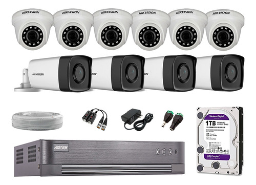 Kit 10 Cámaras Seguridad It3f Hikvision Full Hd 1tb | 40m Ir