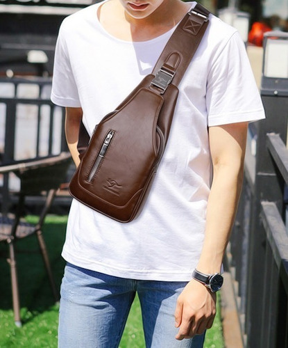 Imagem 7 de 8 de Bolsa Masculina Transversal De Couro