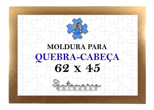 Moldura 62x45 P/quebra Cabeça Grow 1000 Peças Puzzle Dourado