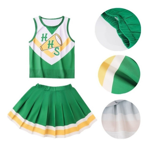 Imagem 5 de 9 de Uniforme E Pompom Cheerleader Líder Torcida Stranger Things