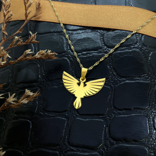 Cadena Y Dije Águila Real Nacionalista Oro 18k Oro 18k 55 Cm