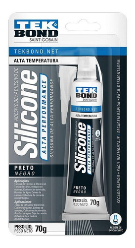 Silicone Preto Alta Temperatura 70 G Tekbond Tb2171