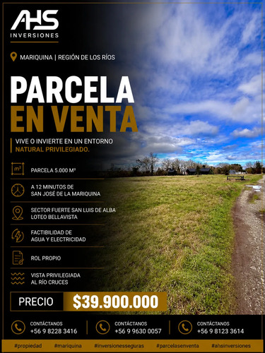 Parcela De 5.000 M2 Vista Río Cruces, San José Mariquina