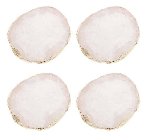 4x Faux Agate Resin Slice Drink Coaster Display Pad