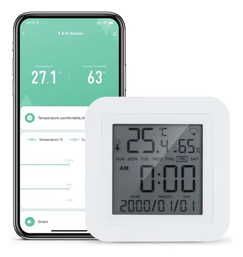 comprar Sensor De Temperatura Y Humedad Wifi Con Termohigrómetro Lcd