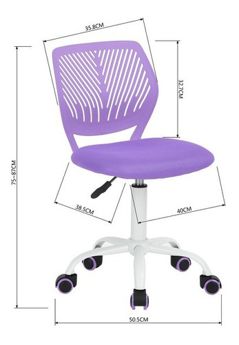 Silla De Oficina Altura Ajustable Carnation Púrpura Moderna