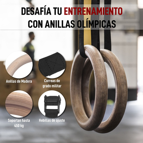 Anillas Olímpicas Madera Fitnics Calistenia Crossfit 2 Unids